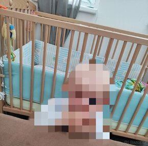 Postýlka 120 x 60 + matrace + mantinel - 2