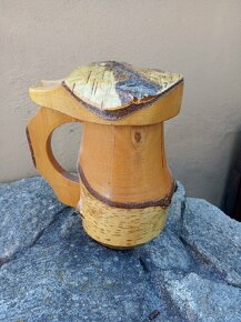 Stylový dřevěný džbán, originální ruční práce - 2