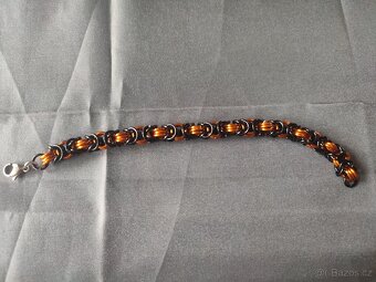 Náramek z kroužků oranžová a černá - 2