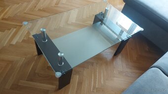 Skleněný konferenční stolek 100x60cm výška 45cm, hnědá barva - 2
