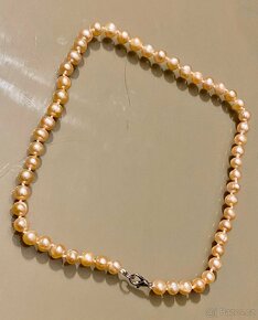 Perlový náhrdelník z pravých růžových perel 7-8 mm - 2