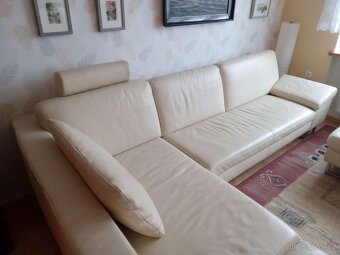 Kožená sedací souprava světlá - 2