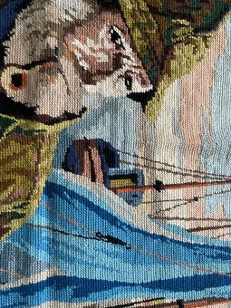 Velký vyšíváný obraz s rybářem - 2