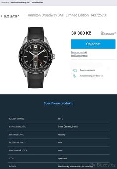 Hamilton, model Broadway GMT, orig. hodinky, NOVÉ - 2