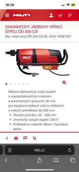Hilti Jádrová vrtačka DD350 a spoustu příslušenství - 2
