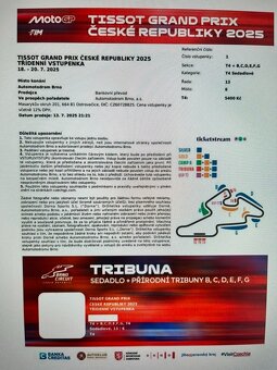 Vstupenky na MotoGP Brno 2025 - 2x tribuna T4 - TŘÍDENNÍ - 2