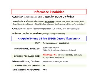 iPhone 16 Pro 256GB Desert NOVÝ NEROZBALENÝ - 2