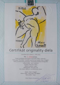 Marc Chagall / Angel Bible Certifikát prof. B. Kvasnicu - 2