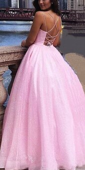 NOVÉ LUXUSNÍ plesové šaty TŘPYTIVÉ RŮŽOVÉ - 2