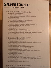 SILVERCREST Shiatsu masážní polštářek šíje / zad - nový - 2