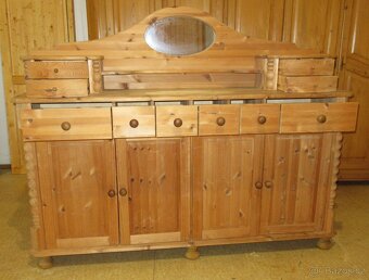 Komoda z borovice s nástavbou - celomasiv - Výborný stav - 2