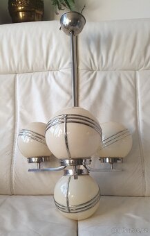 Starožitný lustr art deco chrom koule s pruhy - 2