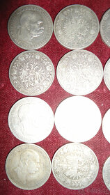 24 kusů stříbrných 5 korun Rakousko - Uhersko. 1.250Kč kus. - 2