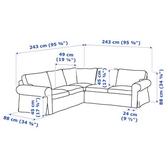 Rohová pohodlná L sedačka IKEA Ektorp - 2