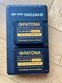 Dvě baterie Patona NP-W126 + duální nabíječka - 2