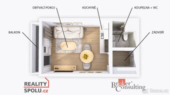 Pronájem, byty/1+kk, 32 m2, Horní lán 1327/6, Nová Ulice, 77 - 2