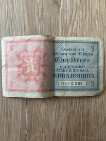 1 koruna 1940 serie C063 neperforovana stav 2 originál - 2