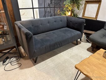 🛋 Luxusní 3místná pohovka – černá/šedá sametová - 2