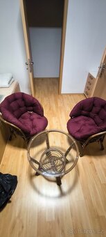 Ratanový set: 2 křesla a skleněný stolek - 2