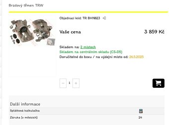 Brzdový třmen Peugeot 407 levý i pravý TRW Nový - 2