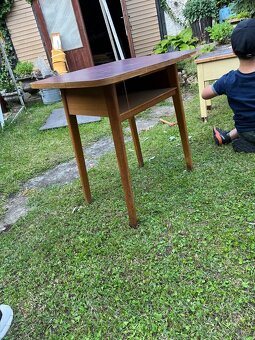 Retro dřevěný stůl s úložným prostorem - 2