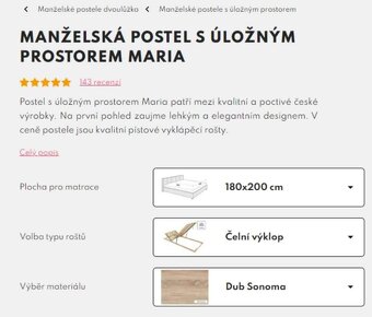 Manželská postel s úložným prostorem MARIA - 2