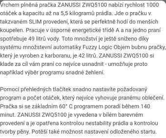 Prodáno ZANUSSI 5,5kg 1000ot.Fuzzy Logic - 2