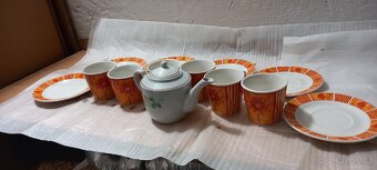Čajovy set konvička hrníčky podšálky - 2
