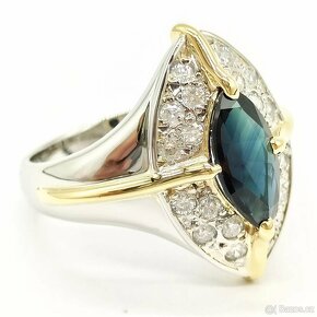 LUXUSNÍ PLATINOVÝ DIAMANTOVÝ PRSTEN SE SAFÍRY - 2