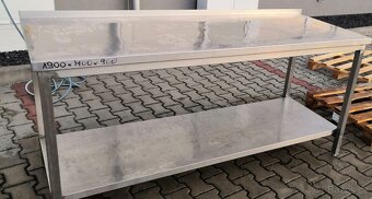 Nerezový stůl s policí - 2