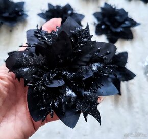 10x vánoční ozdoba, černý květ - 2