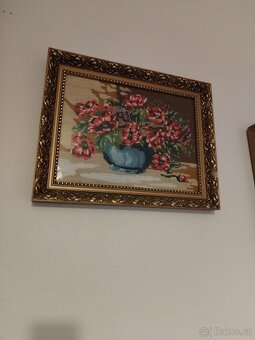 Prodám ručně vyšívané obrazy - květy - 2