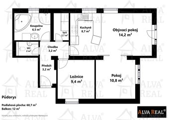 Dlouhodobý pronájem vybaveného bytu 3+kk 60 m² s terasou ... - 2