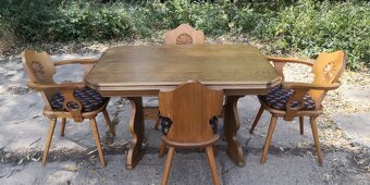 Masivní rozkládaci stůl+4 židle - 2