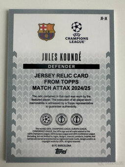 Jersey Relic Jules Koundé FC Barcelona Topps Match Attax2025 - 2