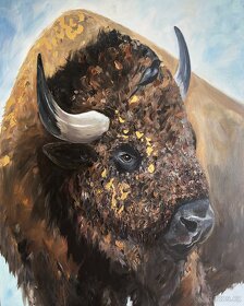 Obraz olejomalba na plátně býk buvol, 80x60 cm - 2