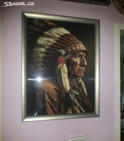 Indian náčelník, čelenka 30x40 plátno tisk - 2