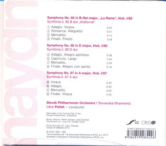 CD Joseph Haydn – Symphonies Nos 85,86 & 87 / Pešek - 2