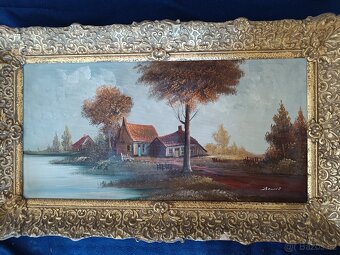 Starý obraz. Belgie olej na plátně 80x40 + rám - 2