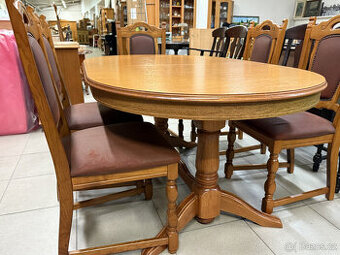 dvakrát set dubový stůl se šesti židlemi - 2