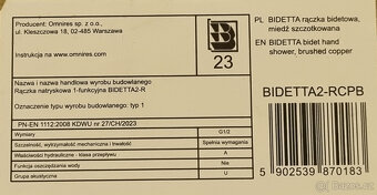 Omnires bidetová sprcha, kartáč. měď BIDETTA2-RCPB - 2
