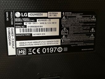 Prodám televizi LG 43UH603V - 2