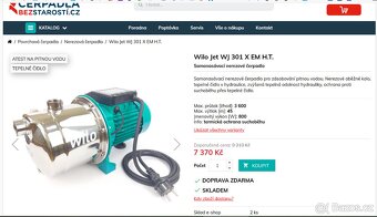 Čerpadlo Wilo Jet WJ 301 X EM H.T. s membránovou nádobou - 2