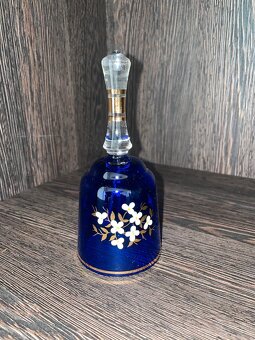 Křišťálový, kobaltově modrý, skleněný zvoneček - 2