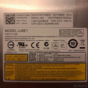 Panasonic DVD±RW Writer UJ8E1 007FJM F/W: D.03, SATA - 2