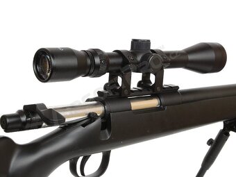 Airsoft sniper MB02D + puškohled a dvojnožka, černá - 2