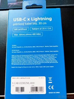 USB C x lightning premiový kabel bílý - 2