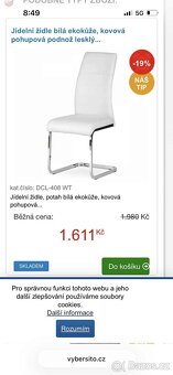 Sada kožených židlí bílá (hezký stav) 4ks - 2