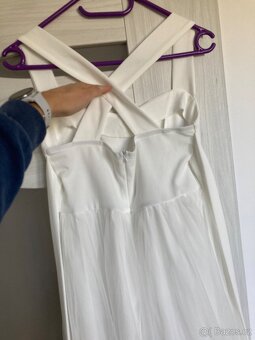 Bílé tylové midi šaty - 2