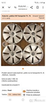 Prodám kryty kol ( poklice ) VW Transporter T5 , T6 - 2